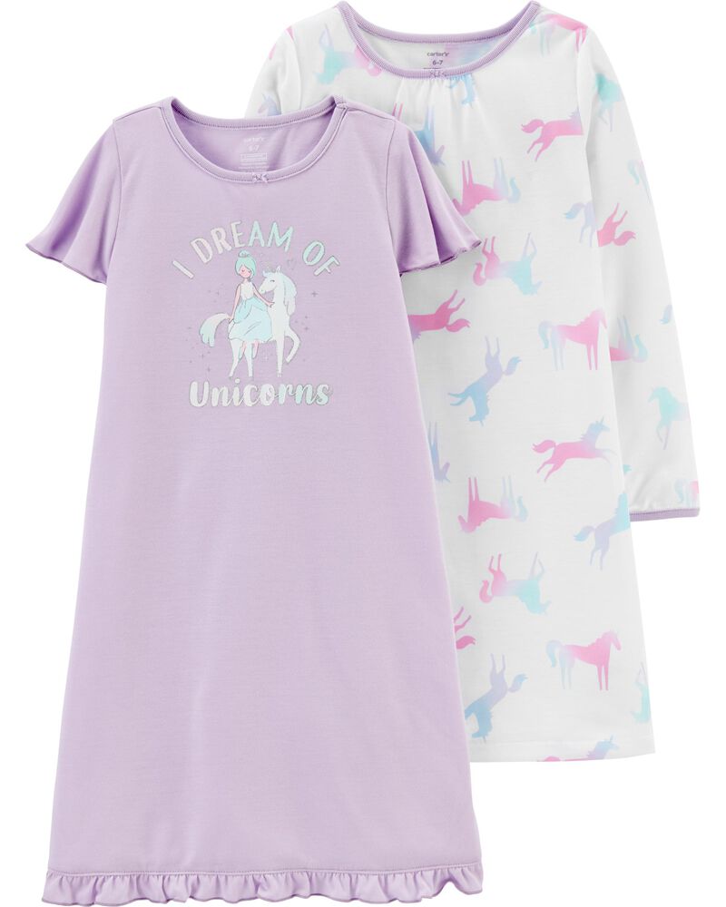 NEW CARTERS LITTLE GIRLS NIGHT GOWN BLUE PINK OR GREEN SIZE 2//3 2T 3T 4T